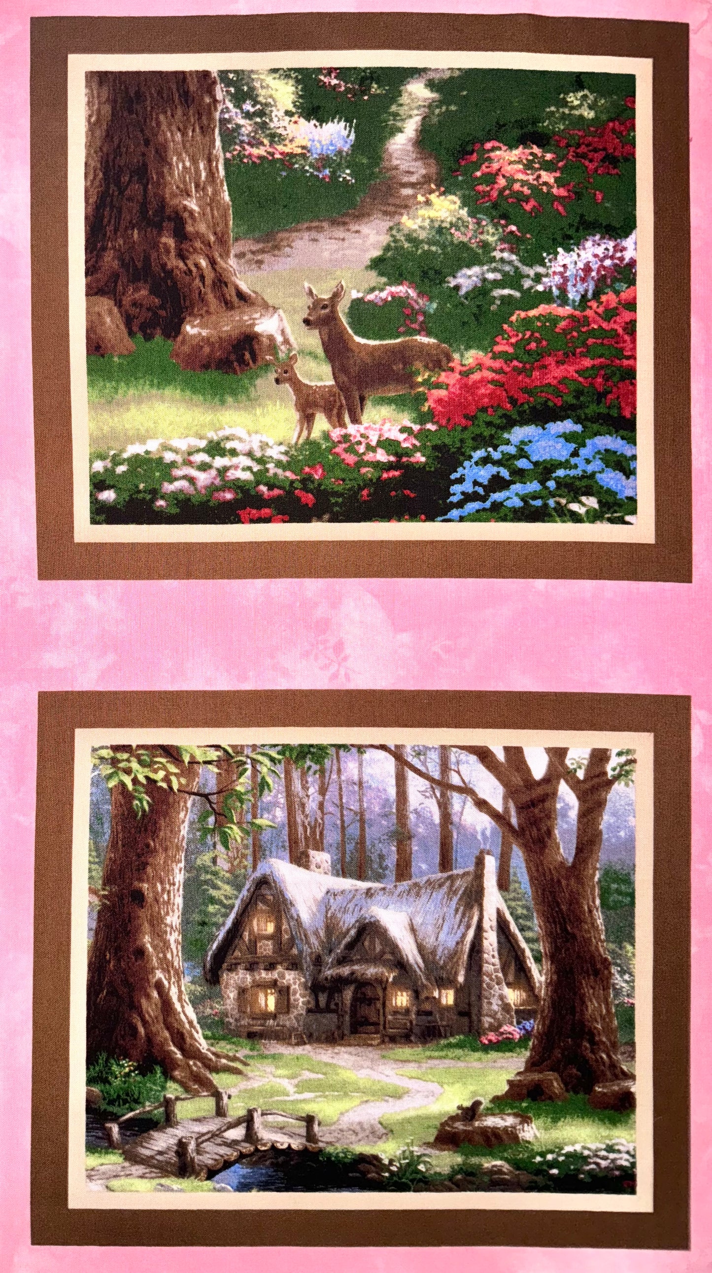 Rare Snow White Discovers The Cottage Licensed Cotton Fabric Panel Thomas Kinkade Disney 2009