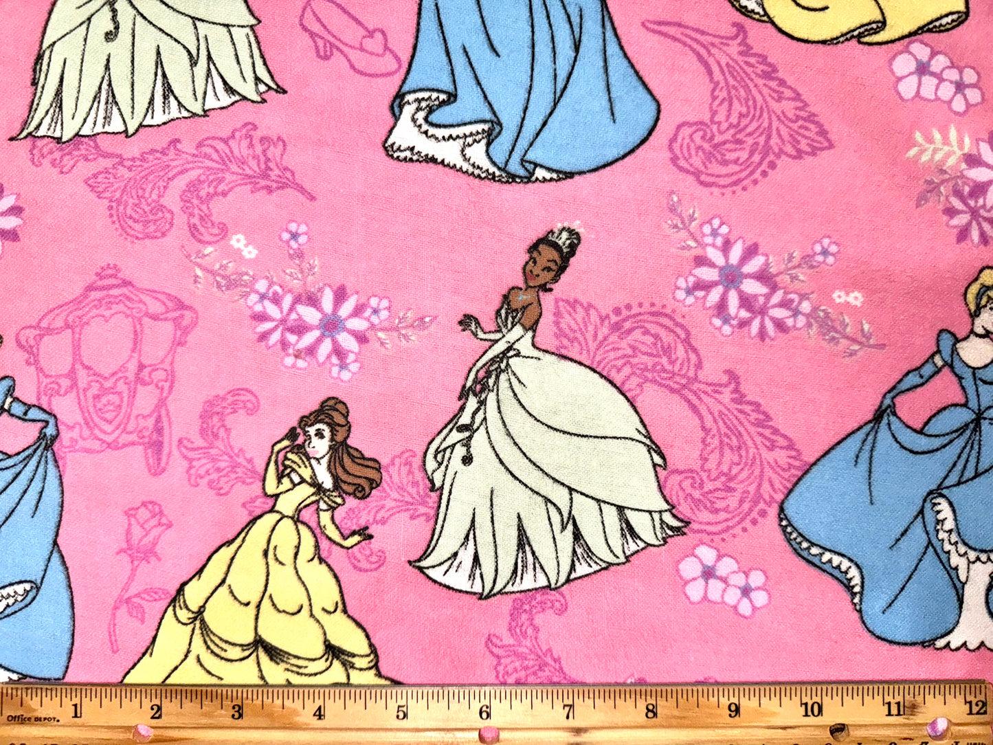 Disney Princess Pink Flannel Licensed Cotton Fabric by Springs Creative 2010 - Fat Quarter