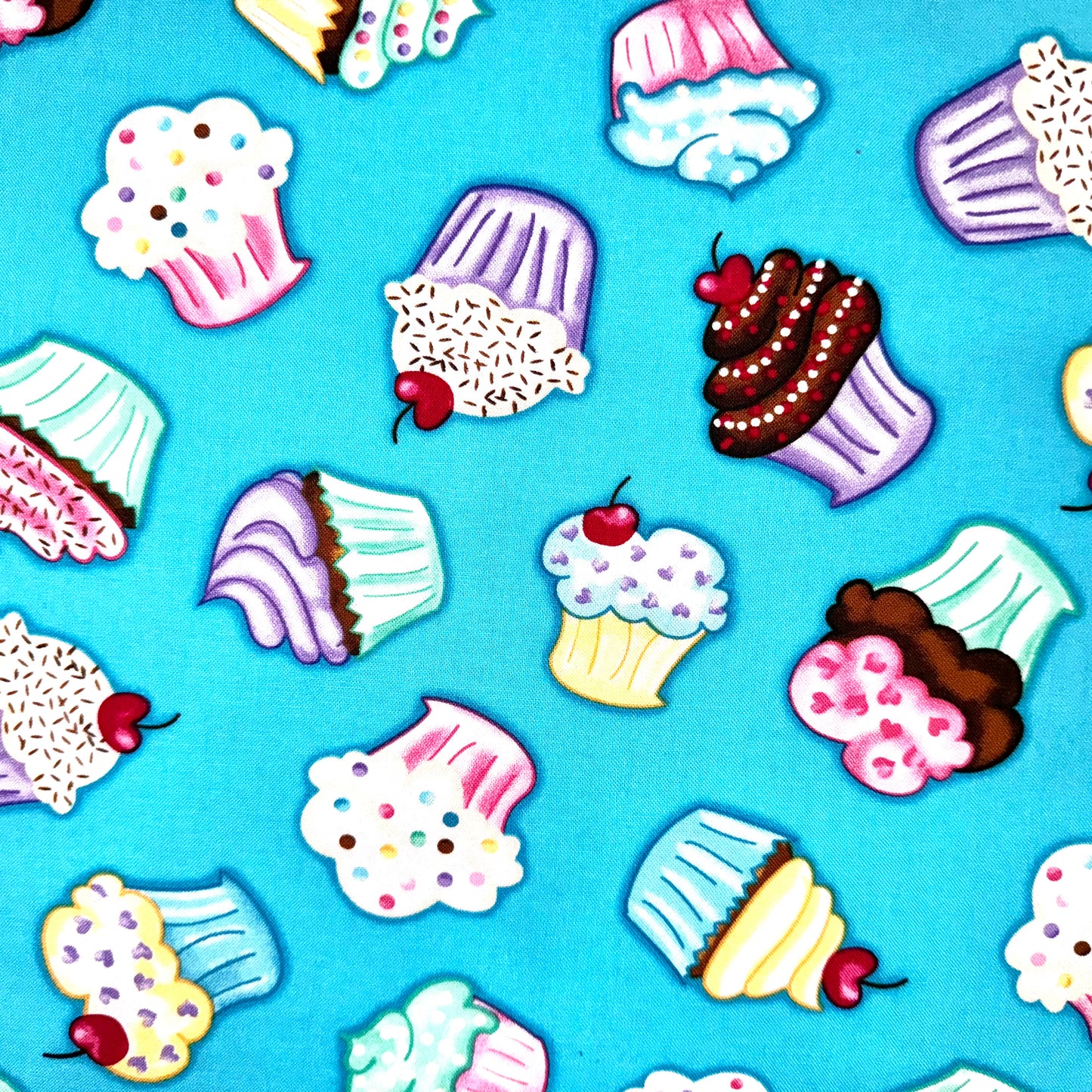 Blue Cupcake Toss Fabric - Half Yard