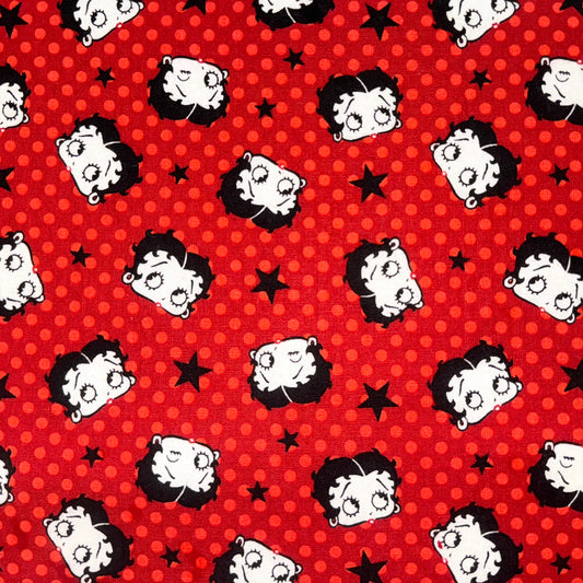 Betty Boop Cotton Fabric Red Polka Dot Toss by Camelot - Fat Quarter