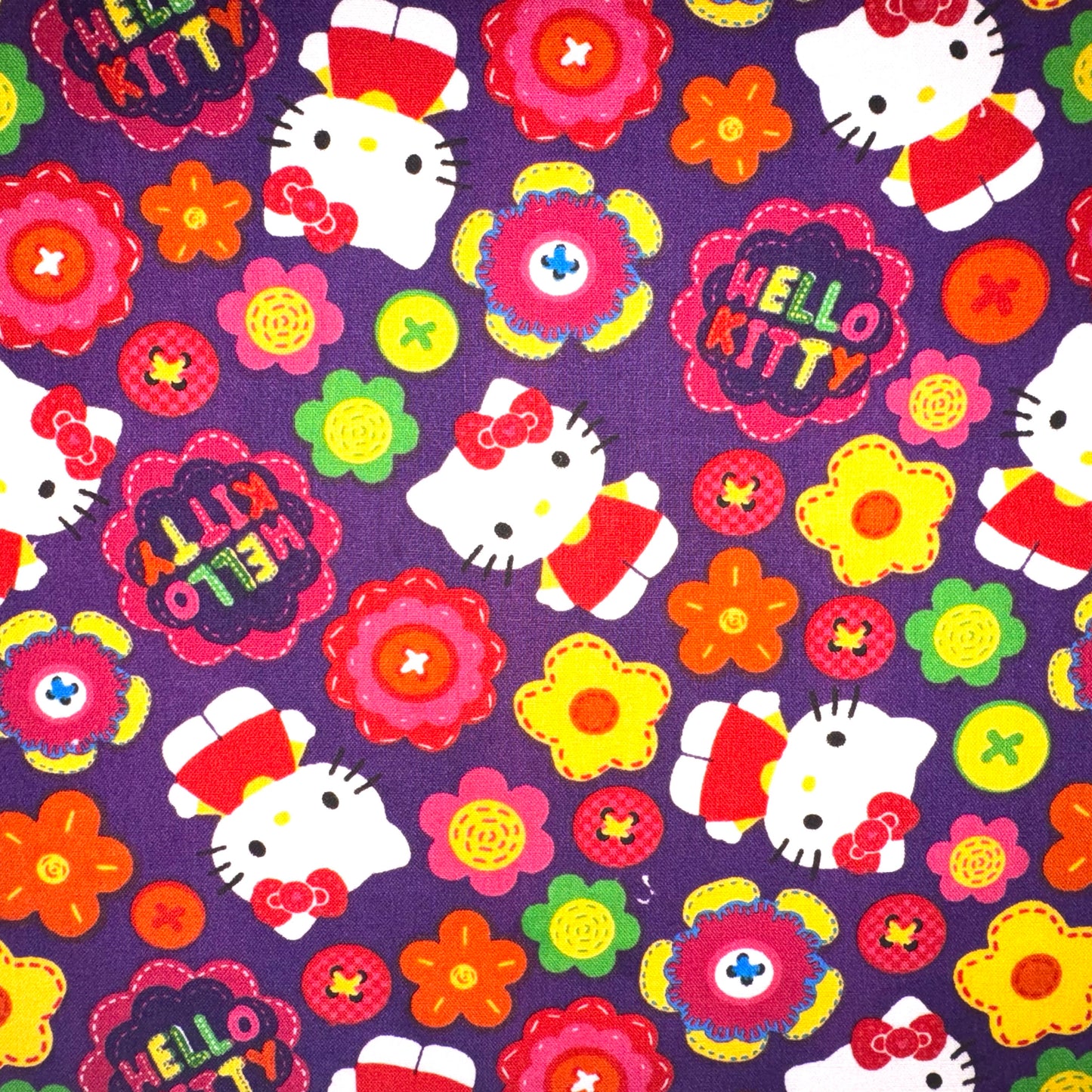 Hello Kitty Fabric Sewing Buttons & Patches Licensed Cotton - Fat Quarter