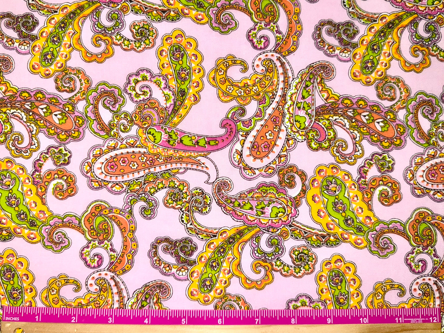 Bright Colorful Paisley Print Fabric in Pink, Yellow, or Blue