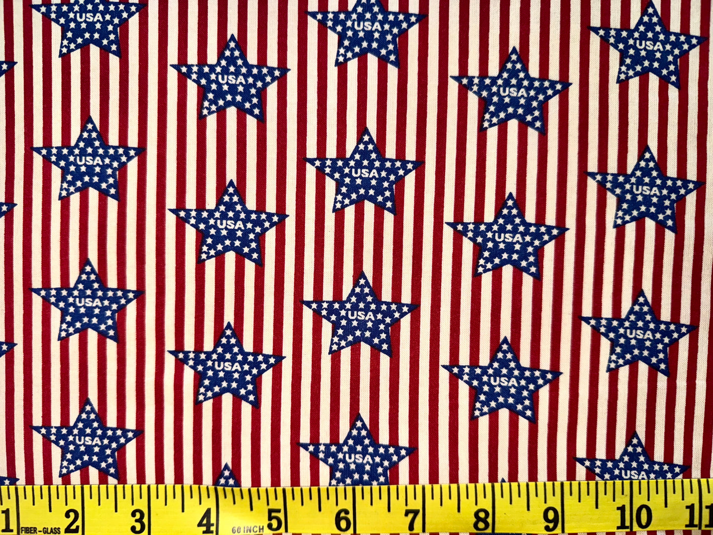 USA Stars & Stripes Cotton Fabric, Half Yard