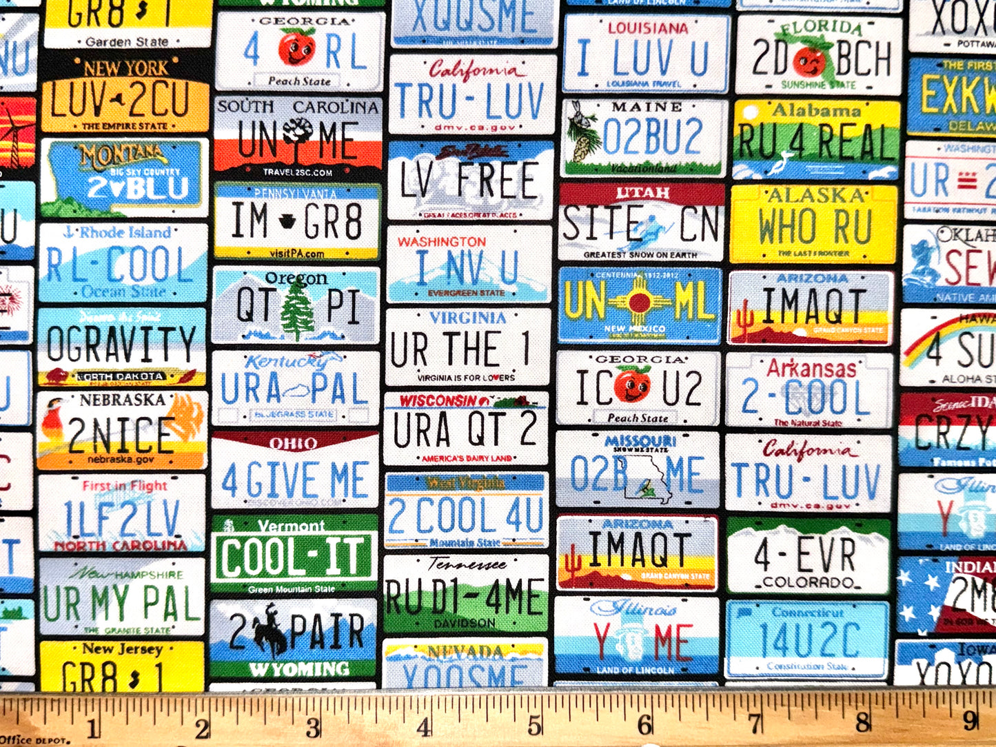 Road Trip State License Plate Fabric - Half Yard