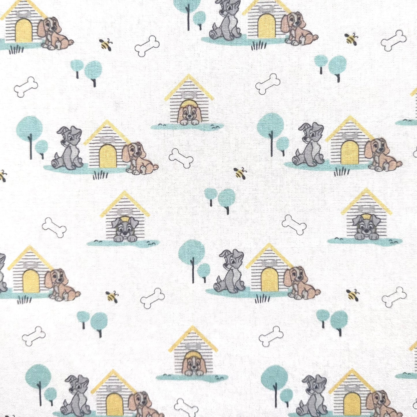 Lady And The Tramp Fabric Scamps House White Cotton Licensed