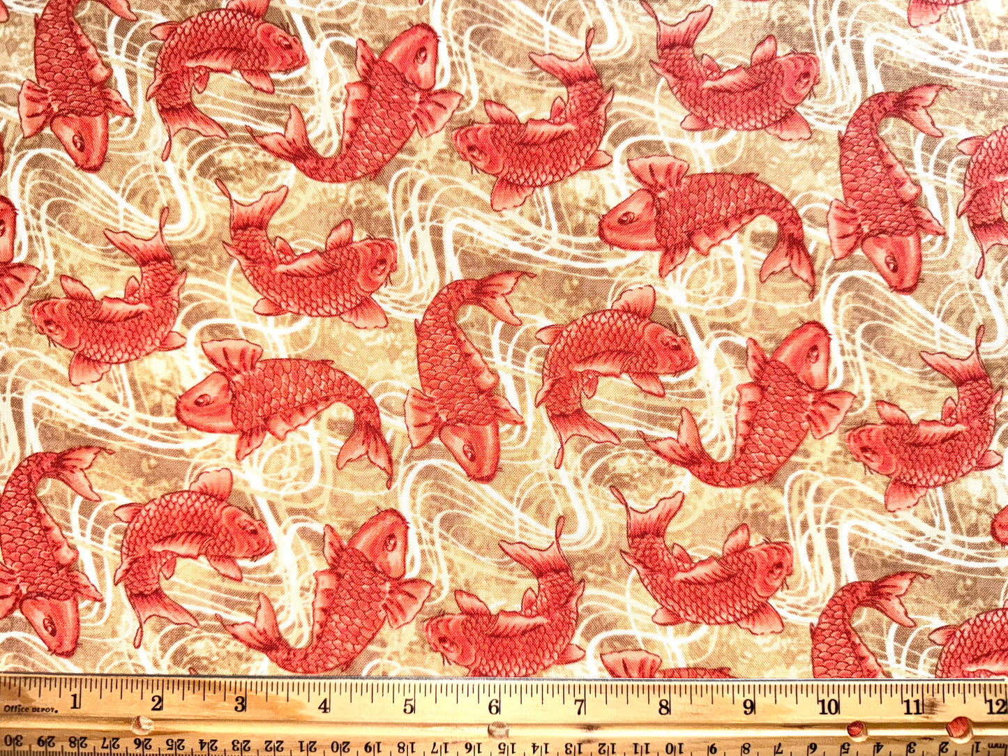 Koi Fish Cotton Fabric - Half Yard