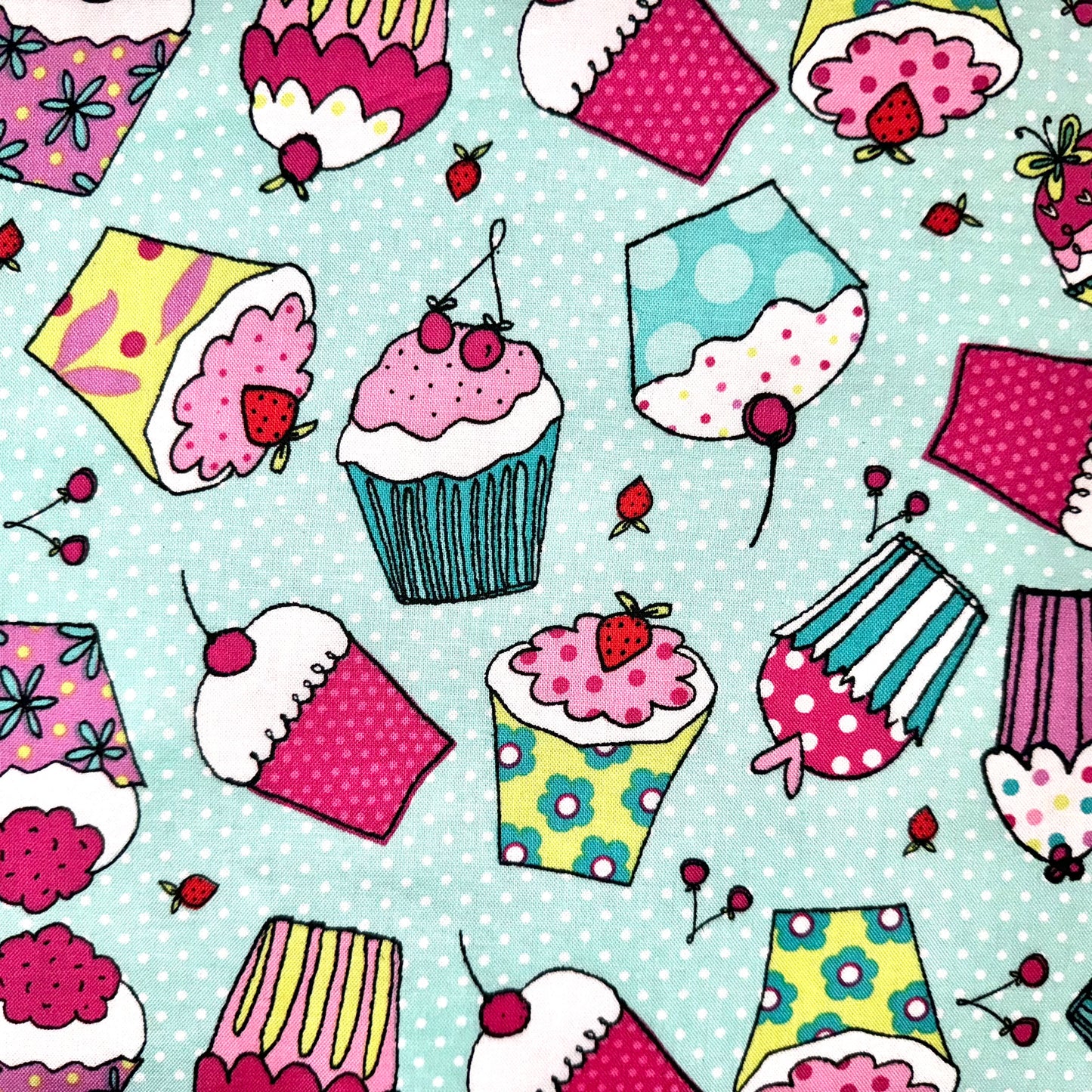 Cute Cartoon Cupcake Cotton Fabric