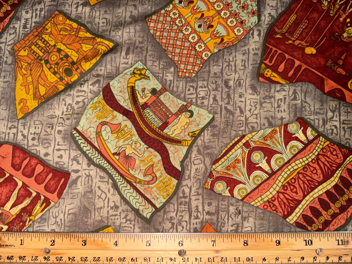 Vintage Ancient Egyptian Cotton Fabric by Shamash & Sons, by Fat Quarter