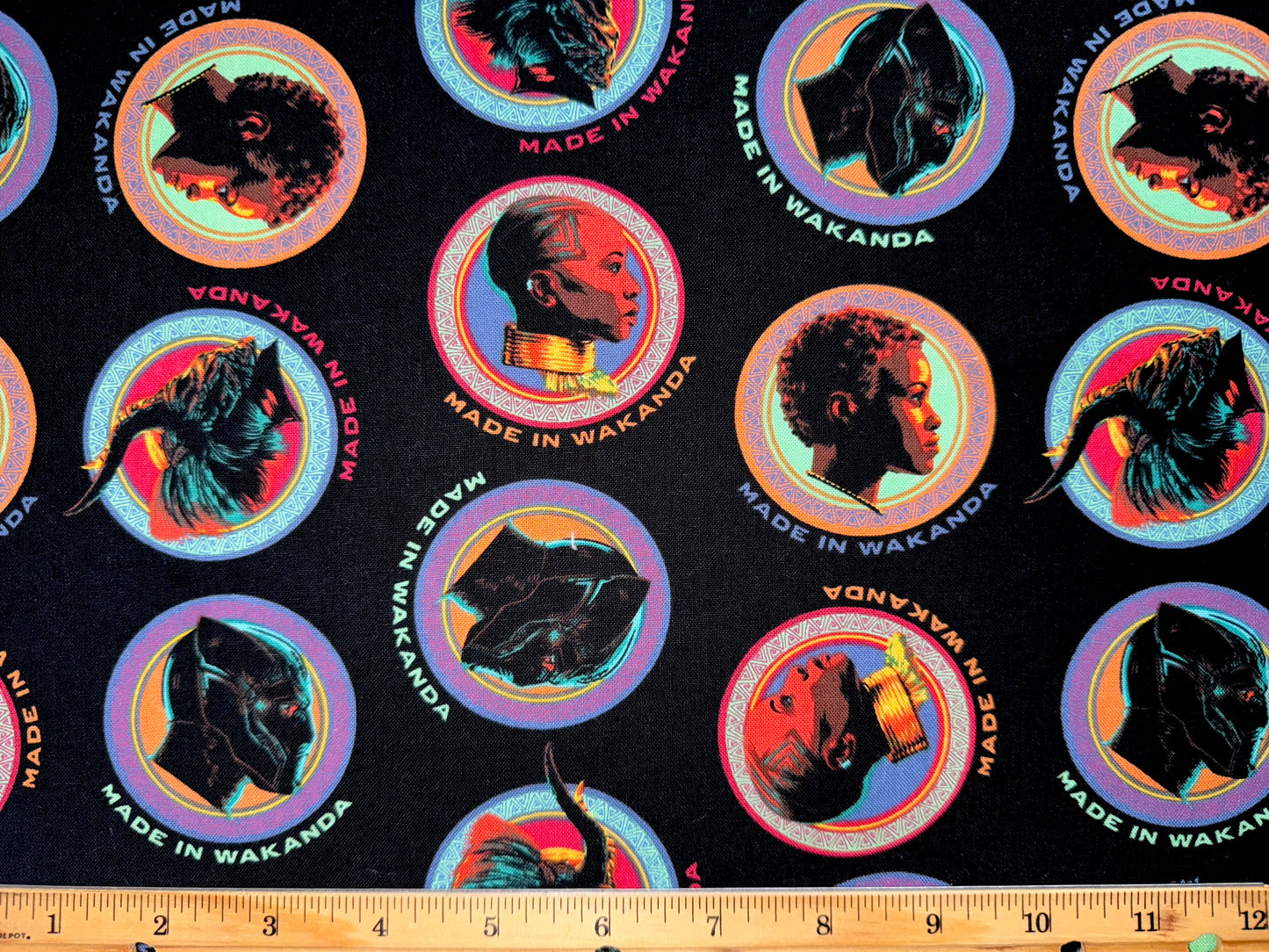 Black Panther Made In Wakanda Marvel Licensed Cotton Fabric - Fat Quarter